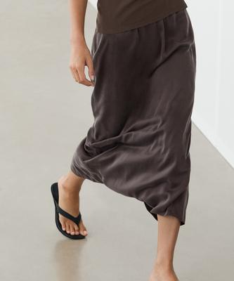 Masimodutti 100% Silk Straight Midi Skirt