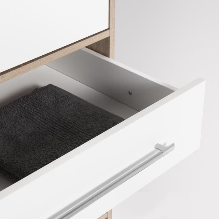 Kleiderschrank - Eiche und weiße Spanplatte - Zeitgenössisch - Schlafzimmer - L 144,6 cm