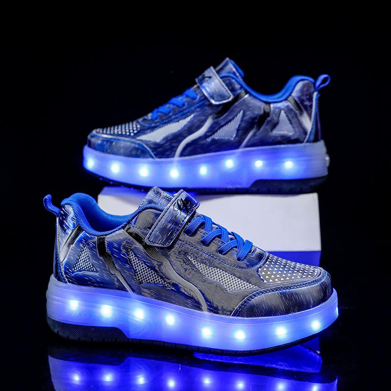 TUINANLE Children's Led ShoesUSB Charging Glowing Sneakers Led Light Wheels Roller Skate Kids Shoes Sports