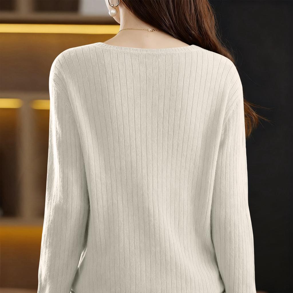 Women's Long Sleeve Knit Base Layer Sweater - Versatile Inner Top