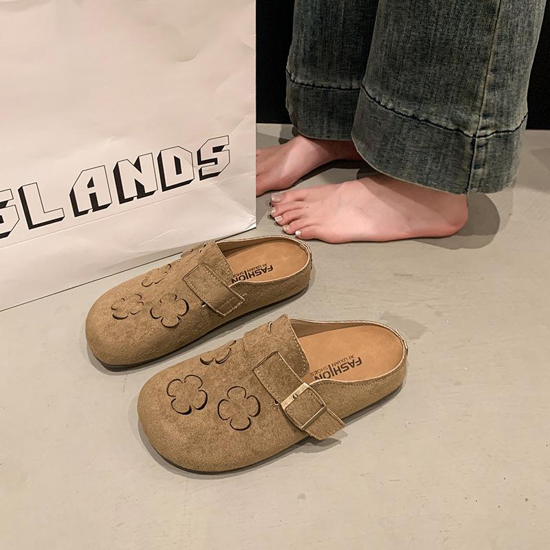 

Ретро женские весенне-летние 2025 новые ленивые сандалии с одним отверстием, сумка-голова, полушлепанцы для улицы 40 коричневый