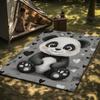Cute Panda Heart Print Door Mat, Non-Slip Absorbent Washable Area Rug, Modern Animal Decor Carpet for Bathroom Living Room
