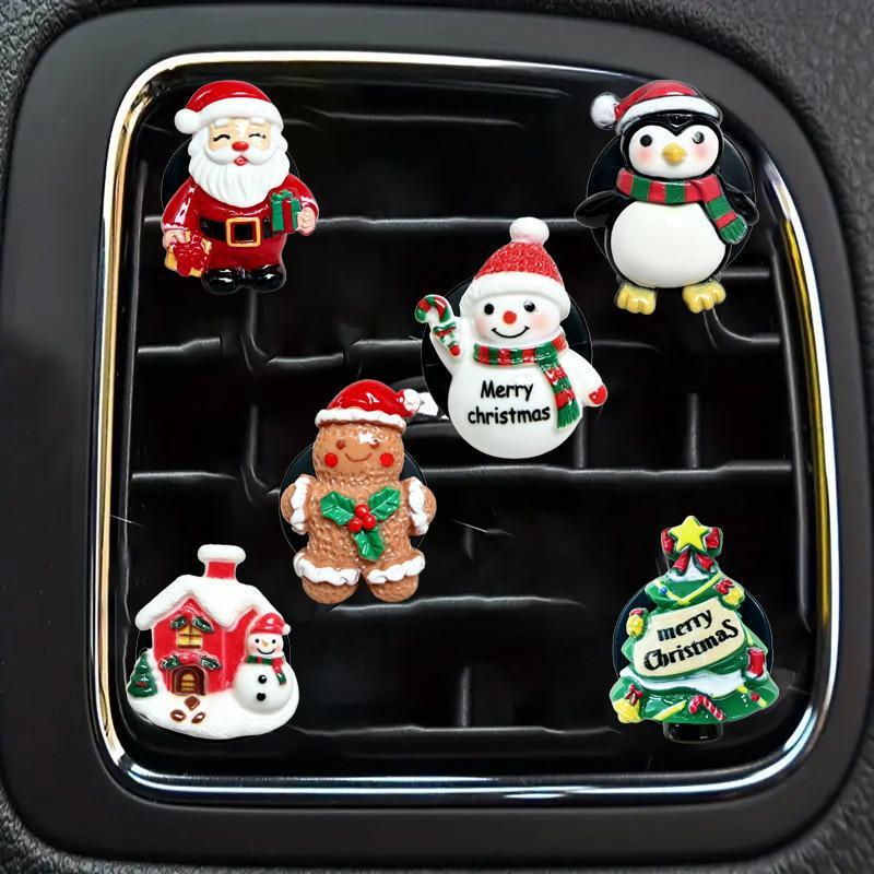 6-Piece Christmas Car Perfume Clips Fragrance Decoration Holiday Gift - Vehicle Air Freshener Clips