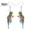 Vibrant Feather Pattern Earrings 1 Pair Cute Acrylic Parrot Earrings, Tropical Animal Dangle Fun Halloween Costume Jewelry for Women, Summer