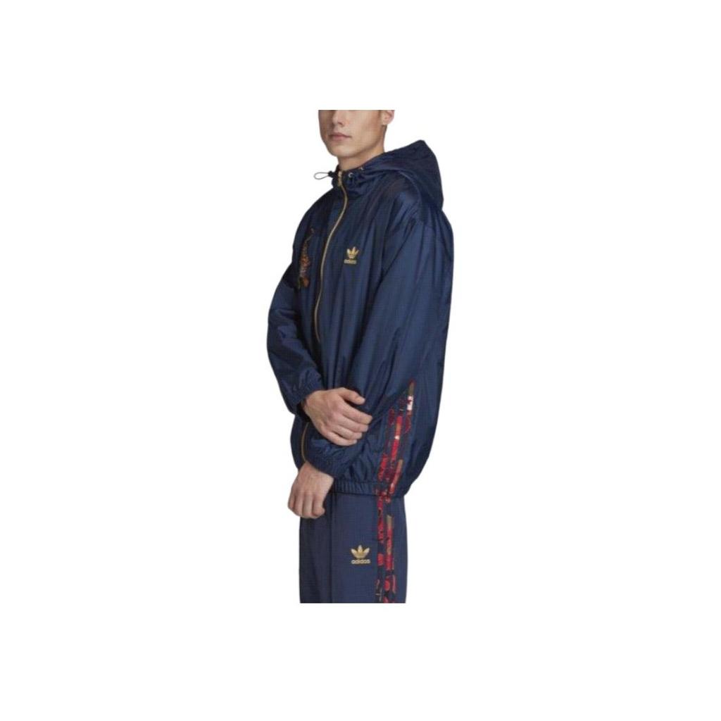 Adidas Originals Trefoil Tiger Embroidery Logo Zip Hoodie Jacket Men Outerwear Blue GC8690