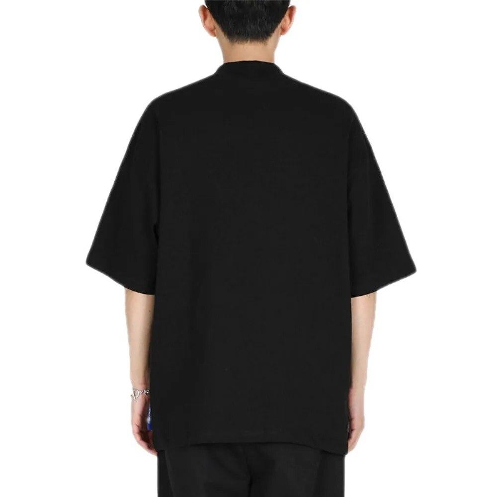 Men's Half Turtleneck Short-sleeved Summer T-shirt High Quality Loose Basic Shirt Casual Top Tees T-shirts Heiveywweight Shirts