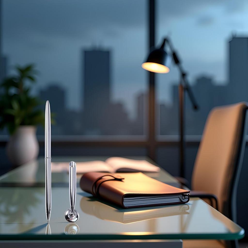 Silver Guest Pen And Pen Stand Round Pen Holder Signing Pen Set Metal Attached To Desk Base Stands For Office Ballpoint Set Metal Ballpoint Base Desk