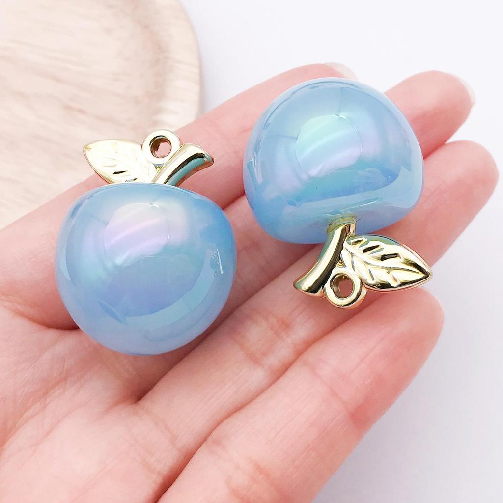 Colorful 3D Jelly Apple Pendant DIY Bracelet Necklace Earring Acrylic Jewelry Accessories