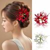 Red Fabric Flower Side Clips Elegant Floral Hairpins Headdress Summer Party Headwear Women Bride Chinese Wedding Hair Jewelry