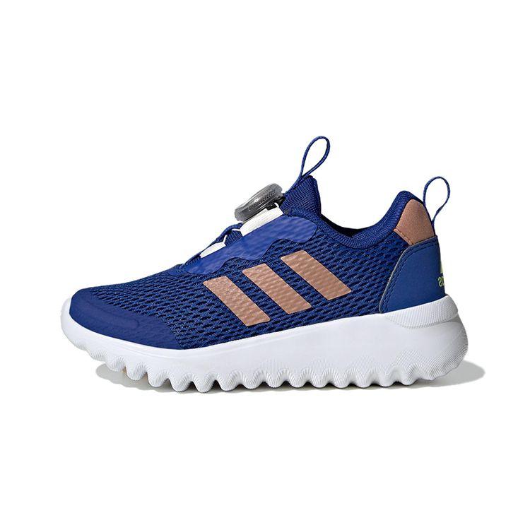 Adidas Activeflex Boa 3.0 Fabric Durable Shock Absorption Rebound Low Top Running Shoes Kids Sneakers Blue Gold IG0583