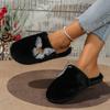Plush Cotton Slippers 2024 Winter New Butterfly Girl Heart Indoor Home Warm Flat Bottom Non-slip Slippers Slides Zapatos Mujer