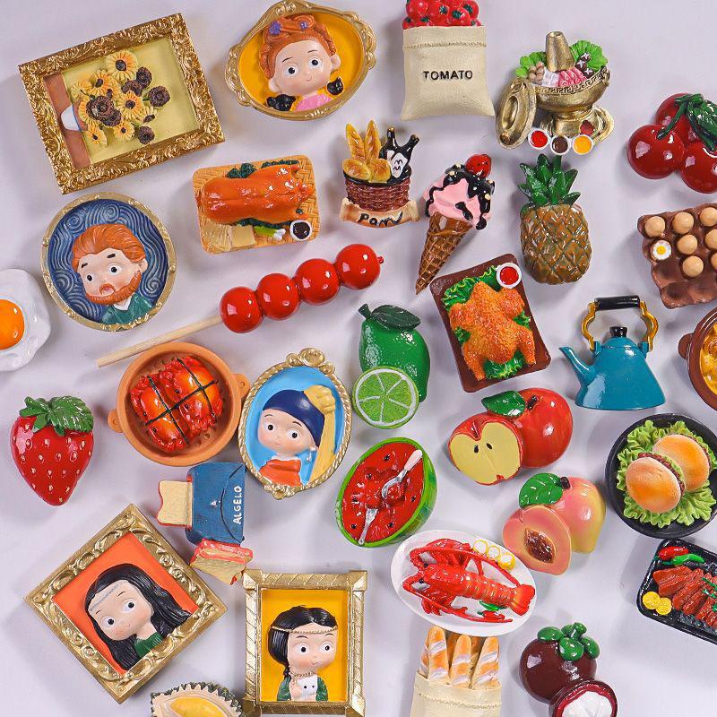 3D Picture Frame Fridge Magnet Cartoon Breakfast Food Magnetic Fridge Magnet Home Decor Magnetic Decoration Small Ornaments