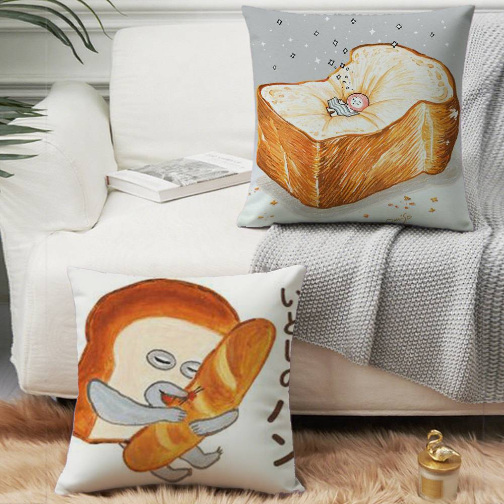 Book Bread T-Thief Pillow Case Sofa Decorative Home Double-sided Printing Short Plush Cushion Pillow Cover Holiday Gift