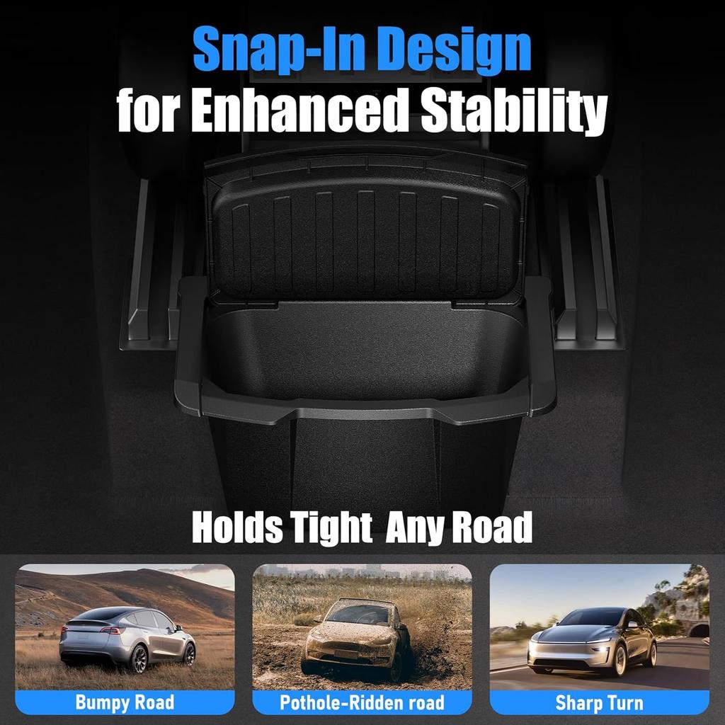 Rear Center Console Organizer for Tesla 2020-2026 Model Y Partitioned Storage & Stable Installation, Seat Backseat Trash Can Bin