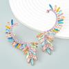 Geometric Alloy Earrings With Rhinestone Accents For Women Spring