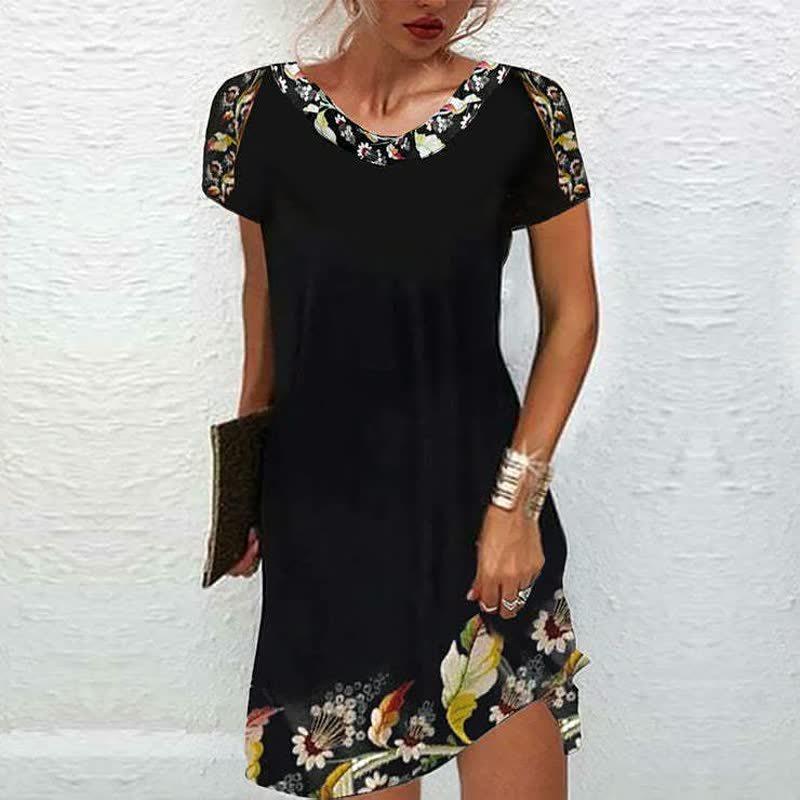 New Summer Mid-waist Printed Urban Casual Short-sleeved Dress