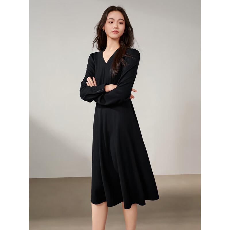 JUZI Annakao Elegant Rhinestone Belt Wool Knit Dress