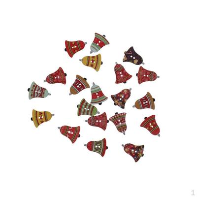 20pcs Christmas Bell Wooden Buttons Sewing Ornaments DIY Makings