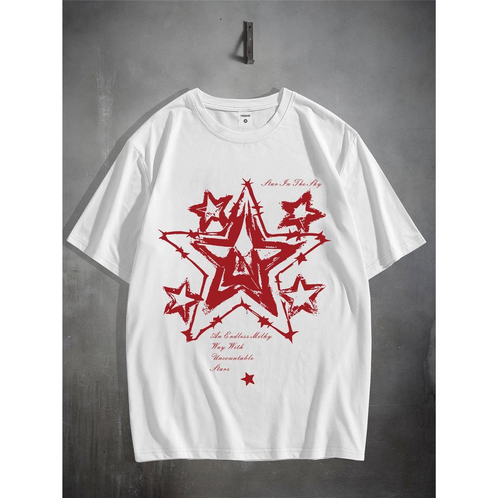 Men's Graphic Tee - Casual & Loose Dark Academia Short Sleeve T-Shirt Oversized Baggy Tops T-Shirt Black