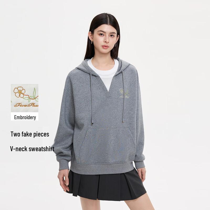 FivePlus Women's Faux Two-Piece Hooded Sweatshirt
