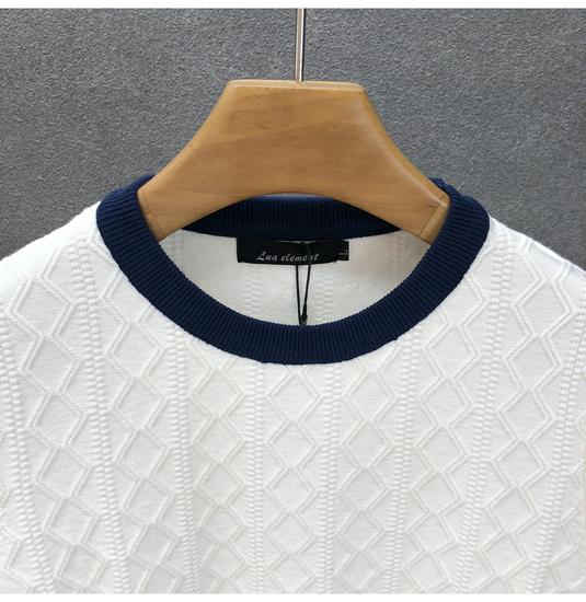 Men's Trendy High-End Short-Sleeve Sweater, Spring/Autumn 2023 Thin Knit Base Layer