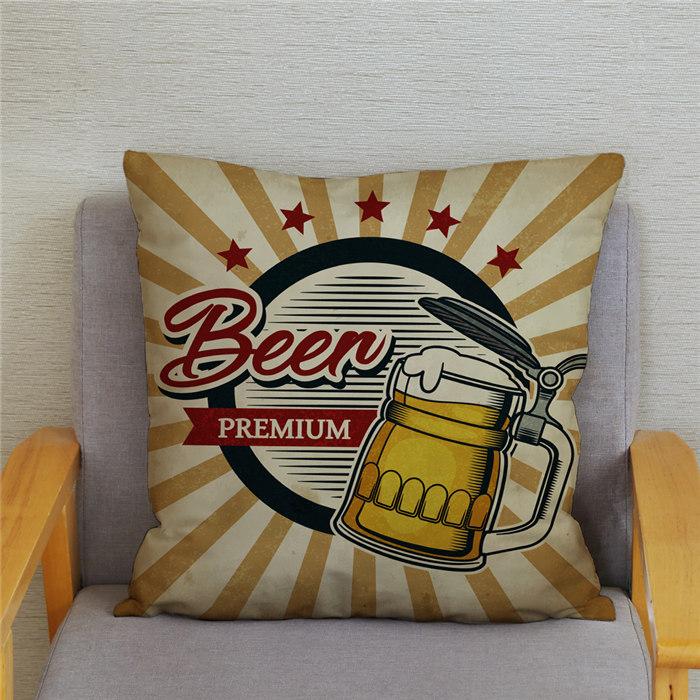 Vintage Beer Cushion Cover Peach Skin Pillowcase Fashion Home Decor Pillowcase Pillowcase