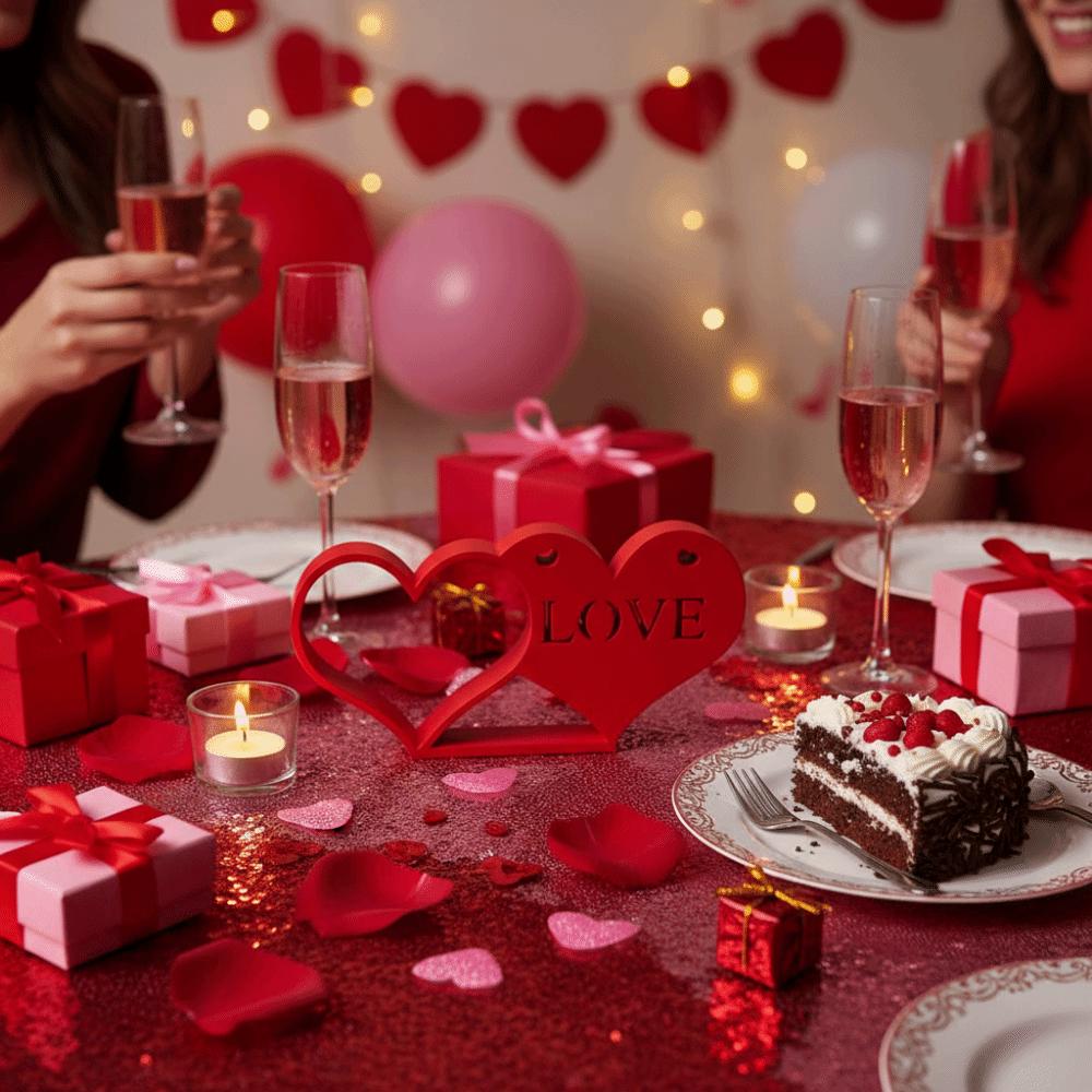 Art Craft Red Love Knot Ornament Plastic LOVE Ornaments Valentine Day Decorations  Table