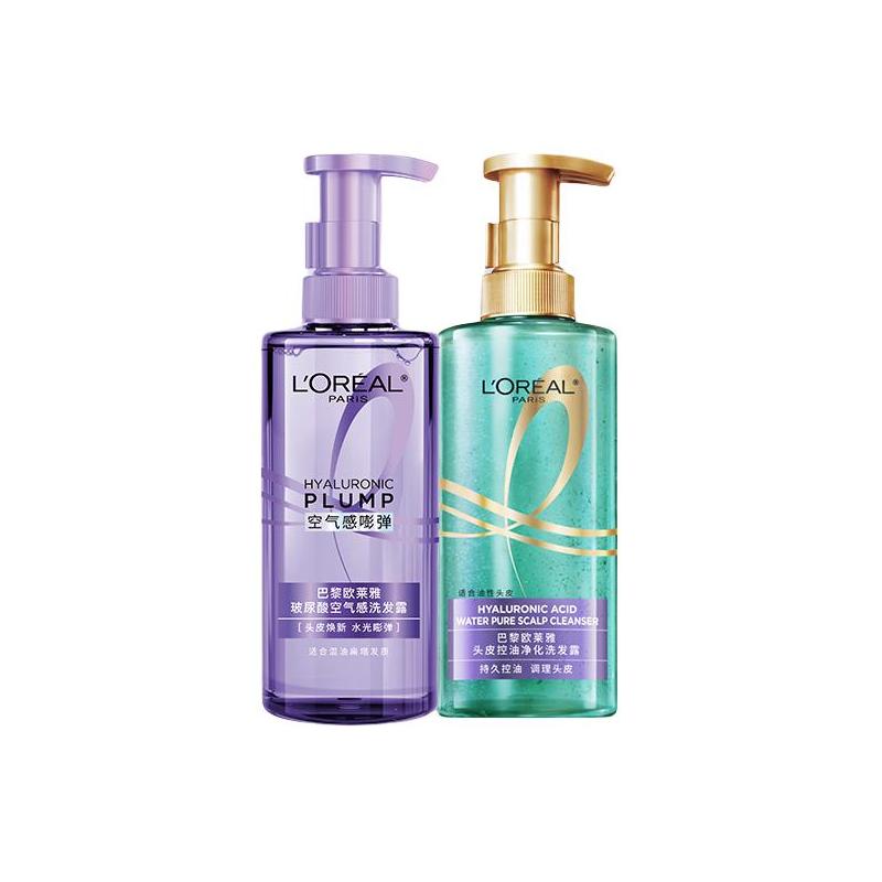 Loreal Paris Oil Control Cleansing Floral + Hyaluronic Acid Strengthening Shampoo Set-Two-piece Set B Shampoo 440ml Shampoo 440ml
