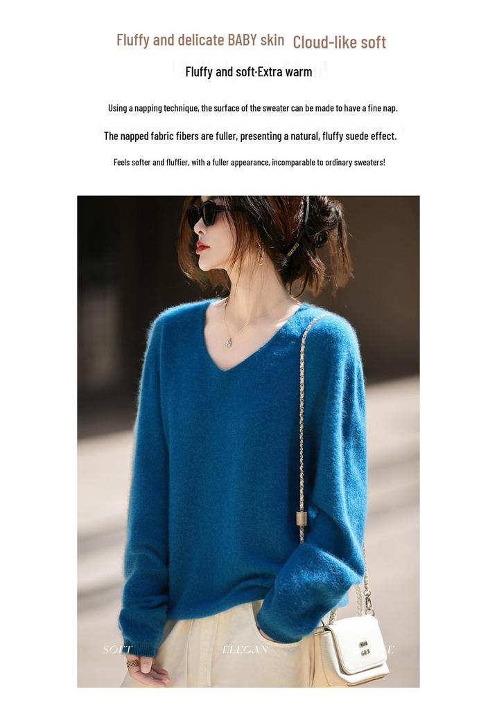 Women's V-neck Hazy Glitter Cashmere Sweater - Soft, Luxurious Knitwear