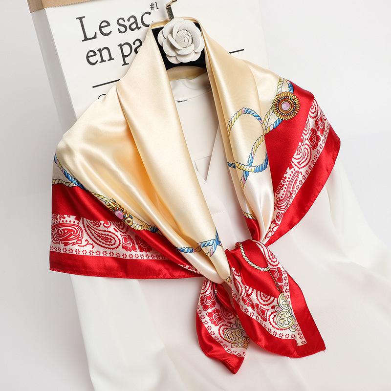 90 * 90cm New Silk Scarf Women'S Spring And Summer Decorative Scarf Sunscreen Travel Shawl Autumn And Winter Scarf Thin Edition