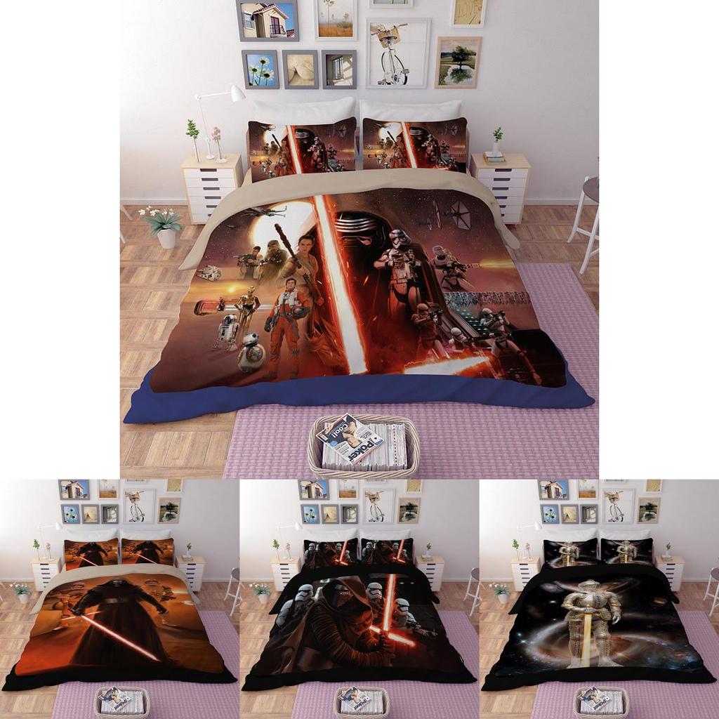 Star Wars Print Film Duvet Comforter Quilt Cover Bedding Set With Matching Pillowcases For Elegant Childrens Room Decor