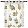 Modern Window Curtains Bunny Rabbit with Flowers Watercolor Luxury Fashion Curtains for Living Room Bedroom Kitchen Drapes