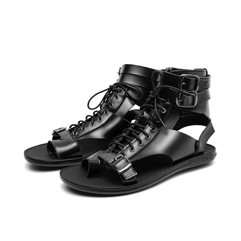 Fashion Fashion Men Summer Casual  Leather Outdoor Sandal Flat Antiskid Breathable Designer Roman Shoes Light Ankle Strap Sandals2025New