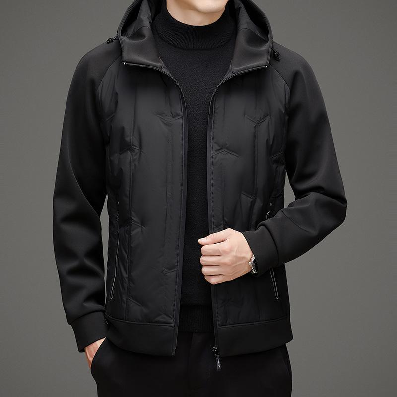 

Легкая мужская куртка-пуховик с капюшоном и трикотажными рукавами, осенняя куртка-пуховик, бесшовный склеенный пуховый свитшот 4XL