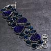 Blue Moldavite Quartz Gemstone Handmade 925 Sterling Silver Bracelet 7-8" C1a99