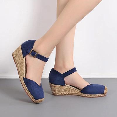 Scarpe Estive Sandali con Tacco Alto Moda Scarpe da Festa Donna Sandali Zeppa 6cm Taglia Grande 42 Nero Blu