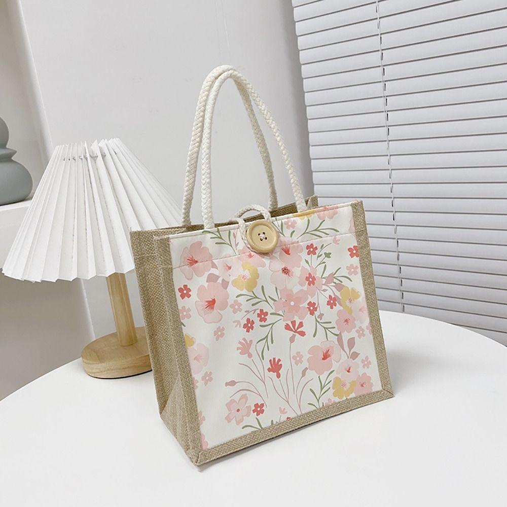 

New Flower Lunch Box Handbag Bag Fashionable Outdoor Cloth Bag Shoulder Bag Home Storage Organization