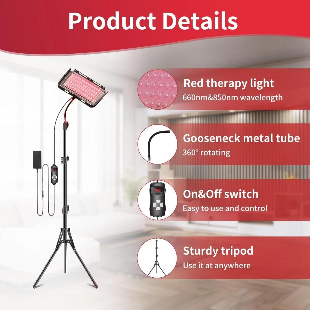 100W Adjustable Stand 660nm Redlight & 850nm Infrared Light Device Body Pain Relief Therapy Equipment Red Light Therapy Lamp