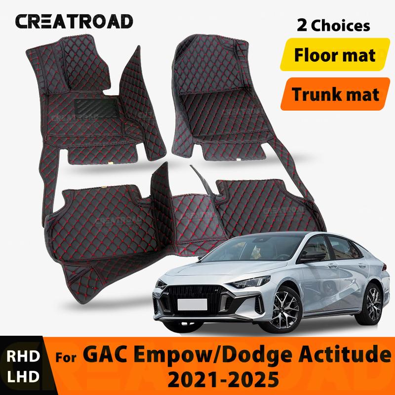 

For GAC Trumpchi Empow/Dodge Actitude -2025 2024 Car Floor Mats Trunk Mat Automobile Carpet Cover Interior Accessorie Trunk-BLACK-BLACK