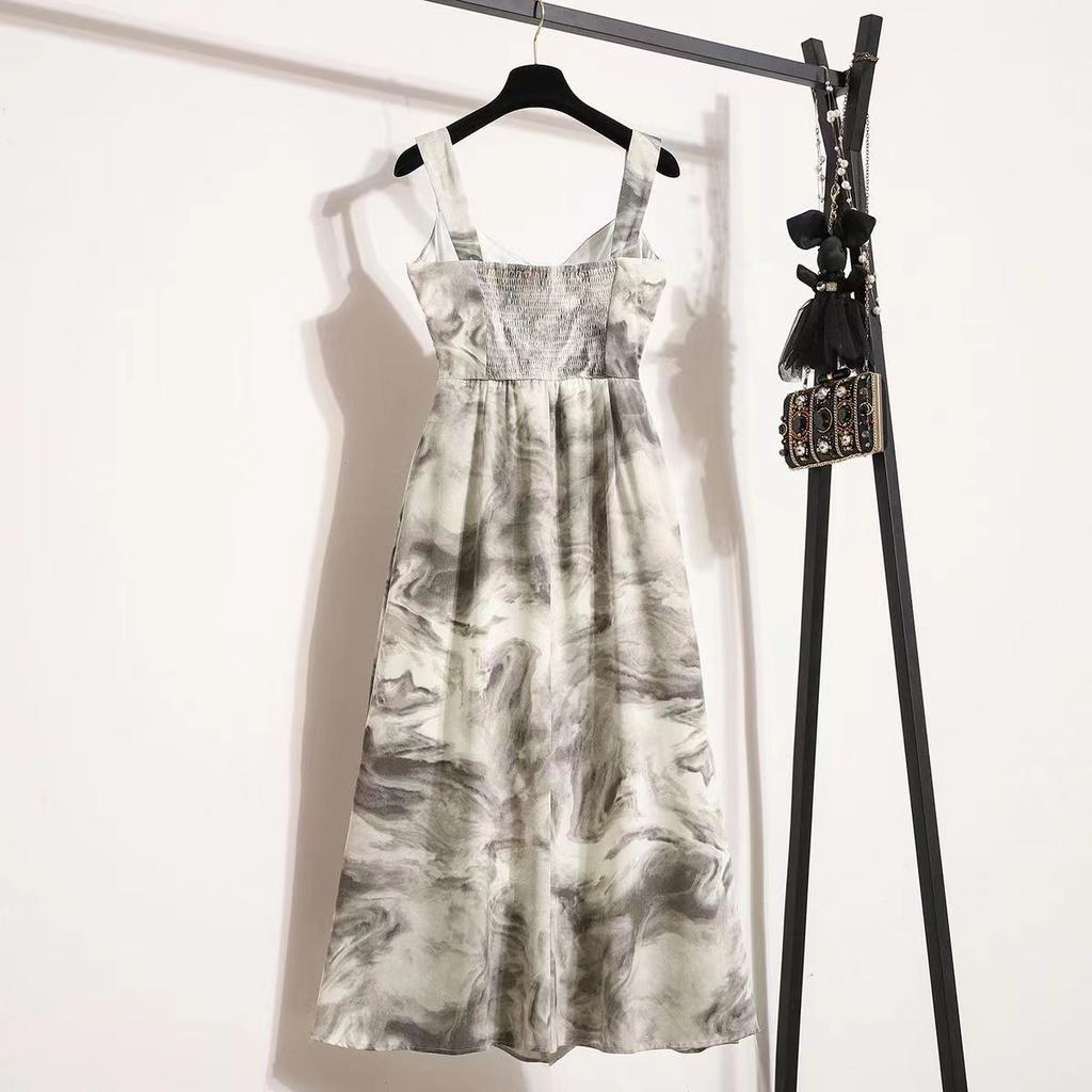 Temperamental High-waisted Suspender Dress Summer New French Backless Design Chic Midi Skirt