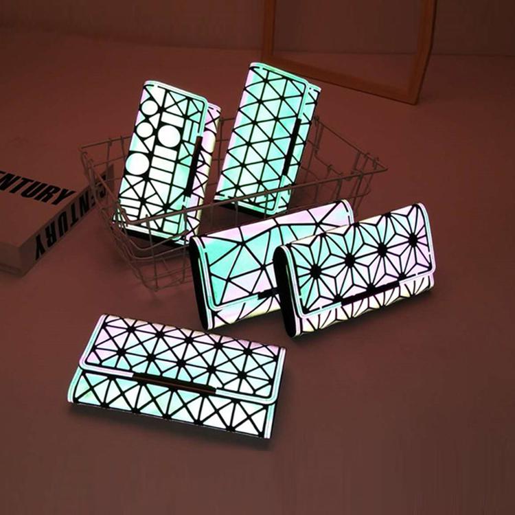 Portafoglio di marca Pochette da donna Portafoglio lungo luminoso Portamonete con reticolo geometrico a reticolo femminile