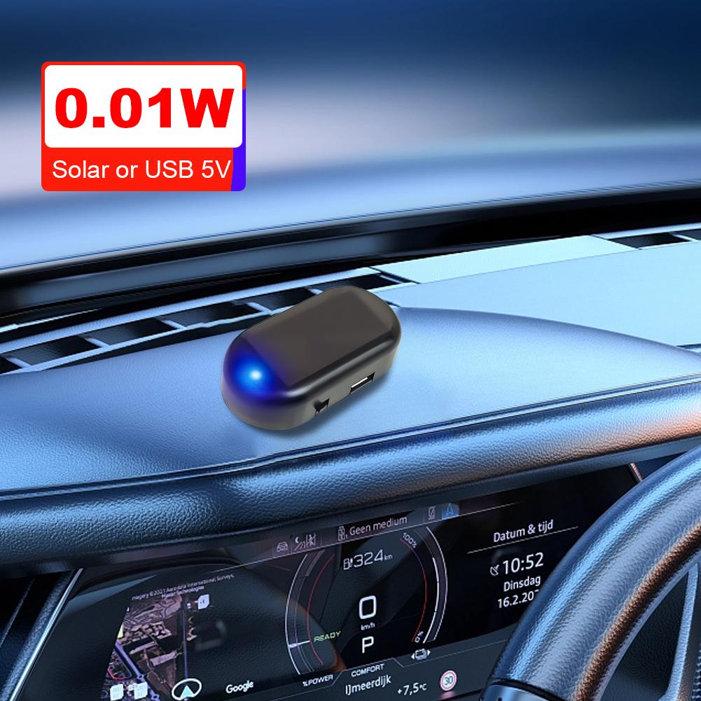 Universal Car Fake Security Light USB Solar Simulated Anti-Theft Warning Light Dummy Alarm Light LED Flashing Imitation Caution Lamp Strobe Light