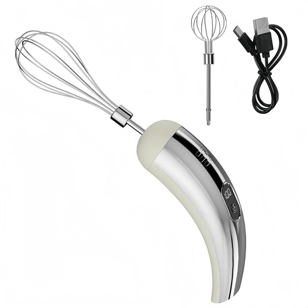 1 Set Elektrischer Schneebesen 1500mAh 5 Geschwindigkeiten 2x Rührköpfe Vielseitige Schneebesenköpfe Zum Schlagen von Eiern, Aufschlagen von Sahne Küchenwerkzeuge