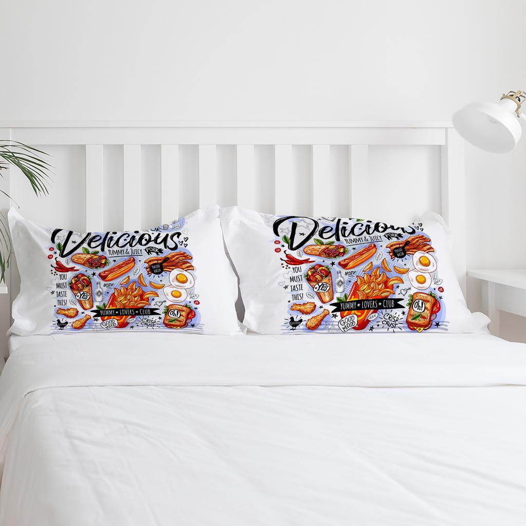 Food Graffiti Hot Dog Bacon Duvet Cover With Pillow Case Custom Comforter 3pcs Bedding Set Quilt Cover Double Bed Home Textile