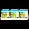 3-Piece Round Dot Pattern Glass Spice Jar Set with Plastic Holder