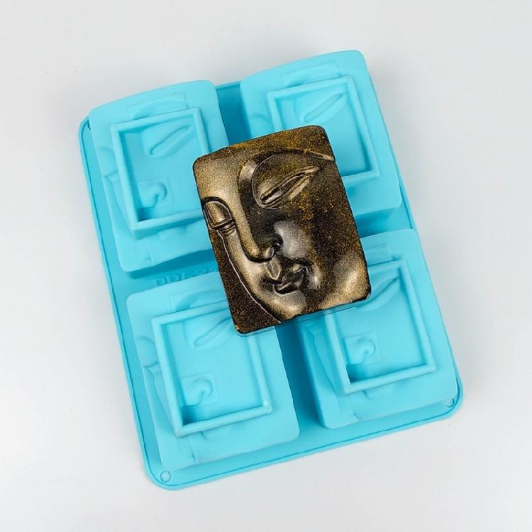 Silicone Mould Human Face Soap Resin Mould 4 Holes Buddhas Portrait Candle Molds