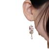Orchid Earrings: Pink & Blue Song Dynasty-Inspired Cheongsam, Classical High-End Style.