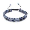 1Pcs Natural Tiger Eye Stone Hematite Adjustable Bracelet Double Hand-Woven Rows Of Beads Bracelet Men's Friendship Bracelet Jewelry