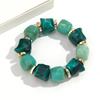 Boho Multicolor Resin Irregular Square Beaded Bracelet for Women Men New Trendy Acrylic Geometric Strechy Bracelet Jewelry Gifts
