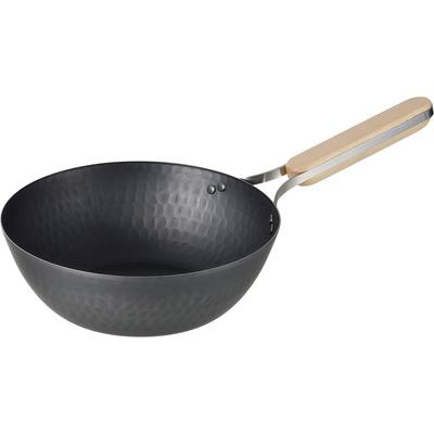 Wahei Freiz Iron Induction Gas Frying Wok Wooden Made In Enzo Tsubame-Sanjo Wok, 22cm, Compatible, Compatible, Pan, Pan, Handle, Japan, EN-011